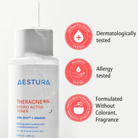 Thumbnail for AESTURA THERACNE365 Hydro Active Toner for Acne-Prone Skin | Reduce Excess Oil, Improves The Smoothing Texture, Soothing Zinc & Sebum-Caring BHA, Non-comedogenic, 6.76 Fl Oz