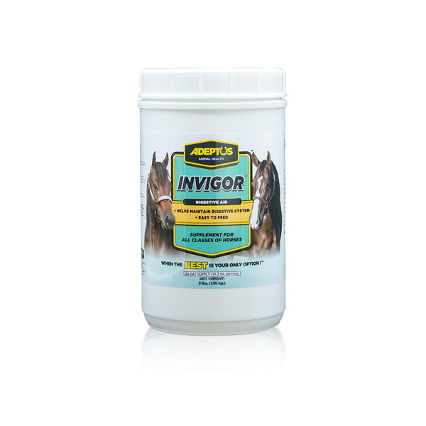Adeptus Nutrition Invigor Equine Digestive Support Supplement, Daily Prebiotic Yeast Formula with Hydrolyzed & Dehydrated Yeast, Low-Sugar Feed Topper for All Classes of Horses, 3 Lbs