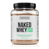Thumbnail for NAKED Chocolate Whey Isolate Protein - Only 6 Ingredients, 30g Grass-Fed Protein, Undenatured, No GMO, No Soy, Gluten-Free, No Preservatives - 24 Servings