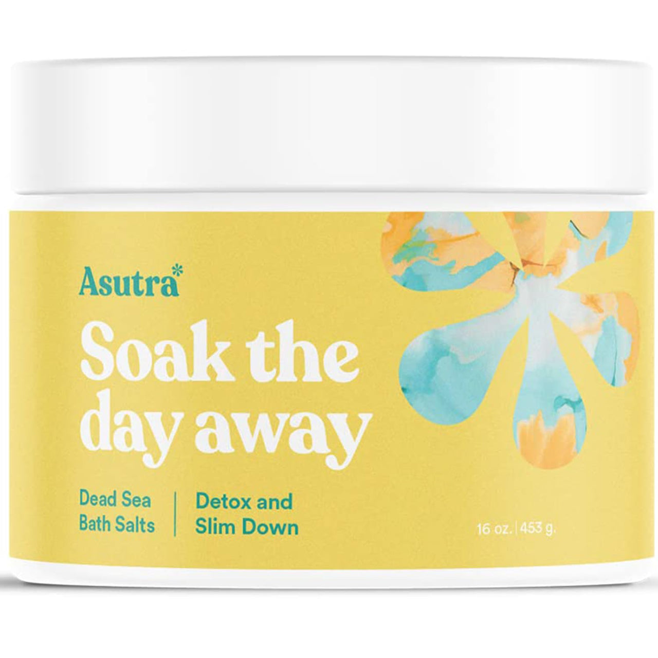 ASUTRA Dead Sea Bath Salts (Detox & Slim Down), 16 oz - Soak in Rich & Vital Healing Minerals - Purify & Energize with Eucalyptus, Sweet Orange, & Lemon Essential Oils