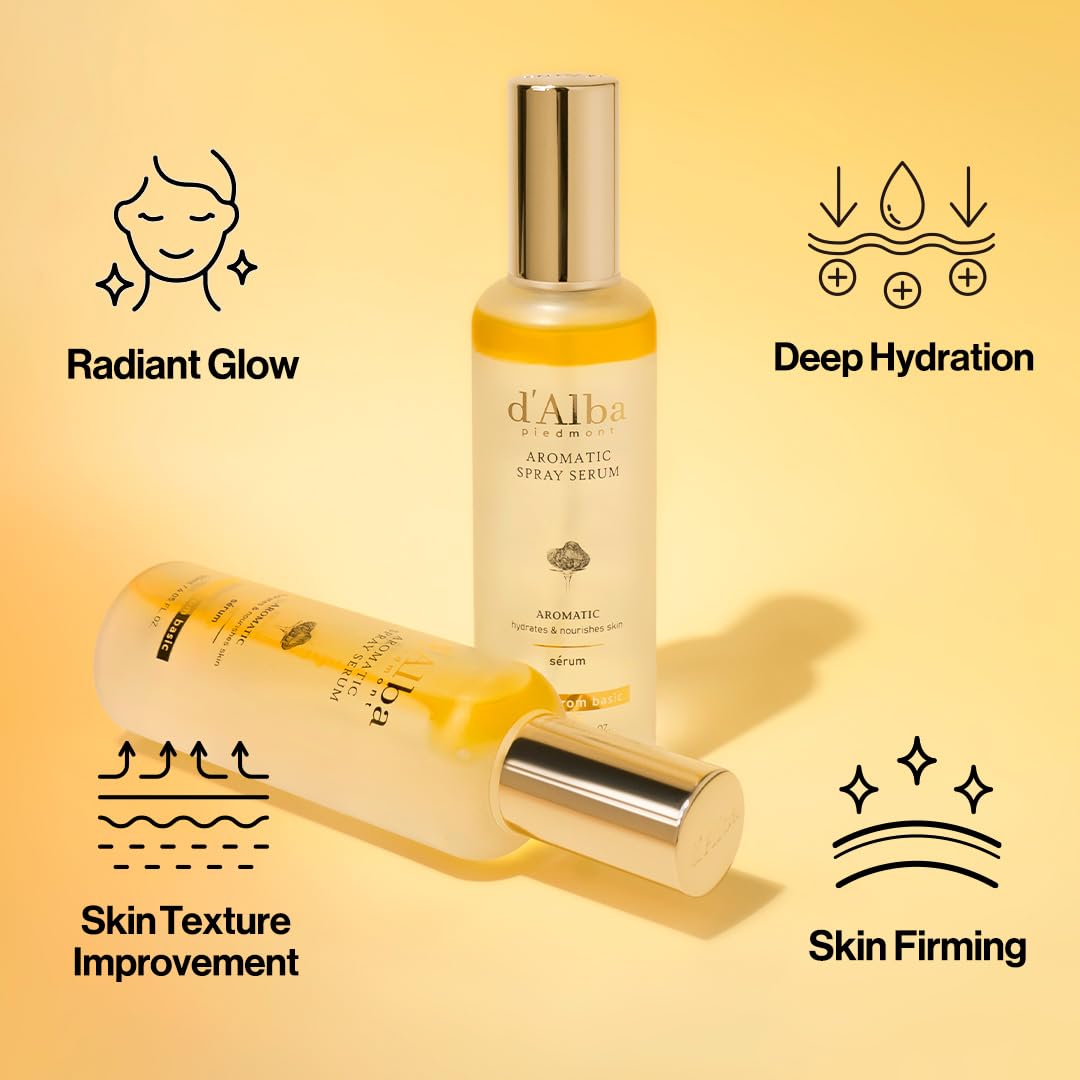 d'alba Piedmont Italian White Truffle First Aromatic Spray Serum, Fragrant VEGAN Glowy Antioxidant Face Mist, Deep Hydration Skin Firmness, Korean Skin Care (2.02 fl.oz)