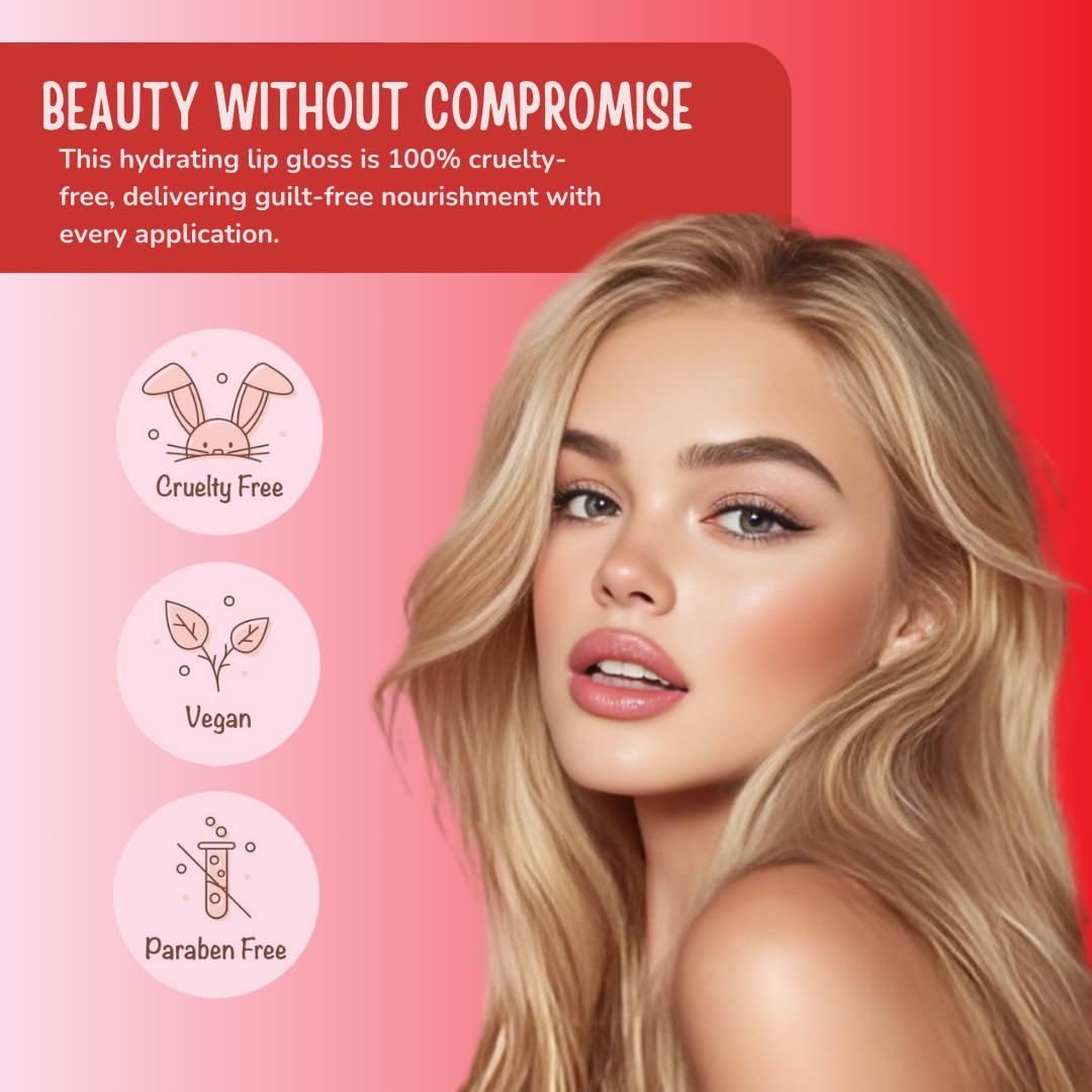 RUDE Cosmetics Berry Juicy Lip Gloss for Women, High Shine Lip Glosses Set, Moisturizing & Hydrating Lipgloss for Girls, Ideal for Day & Night Makeup Looks, Crystalize & Code Red