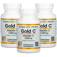 Thumbnail for California Gold Nutrition Gold C USP Grade Vitamin C Supplement - Immune Support & Seasonal Wellness - Vegetarian Friendly - Gluten Free, Non-GMO - 1000 mg - 60 Veggie Capsules, 3 Pack