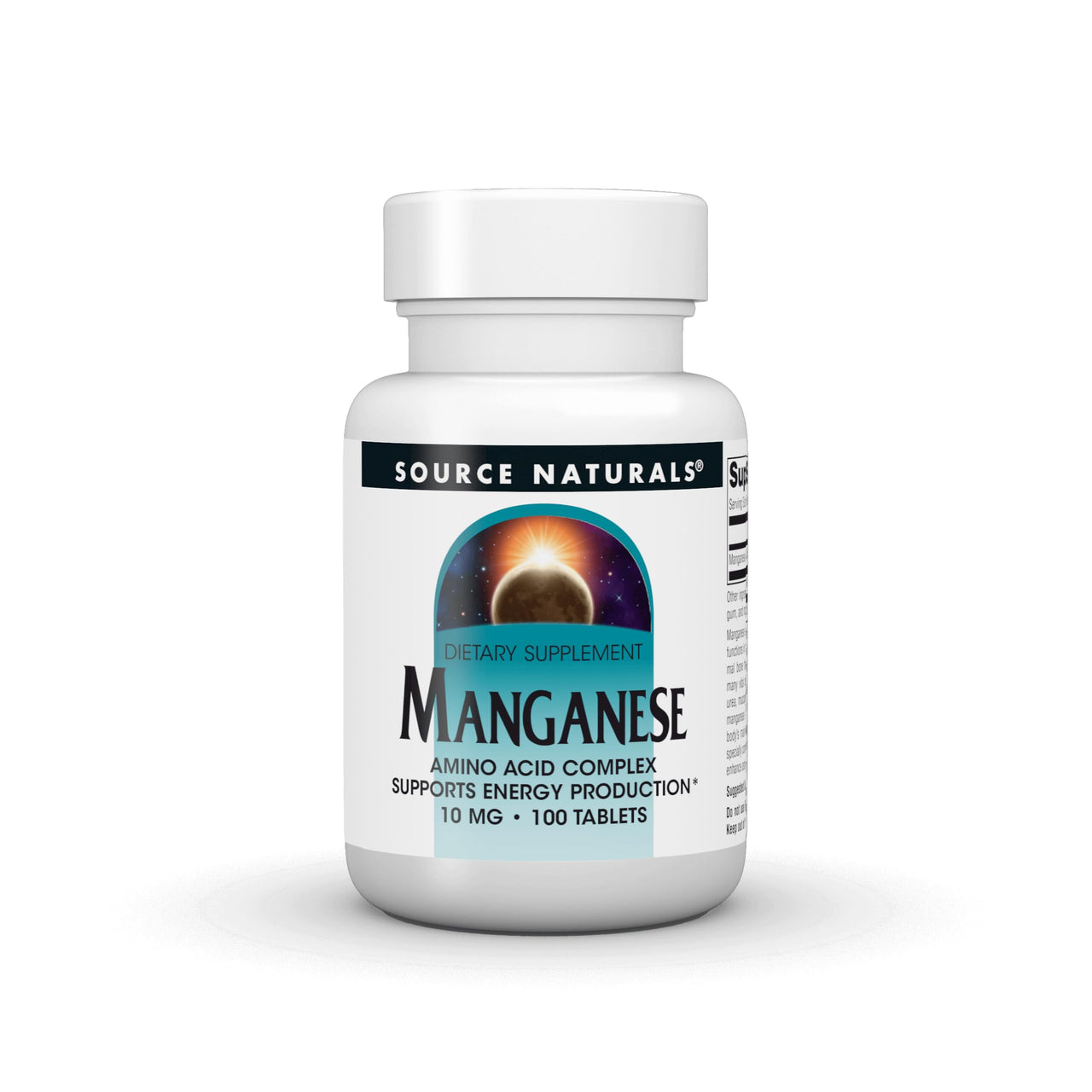 Source Naturals Manganese, Amino Acid Complex - Supports Energy Production* - 10 mg - 100 Tablets