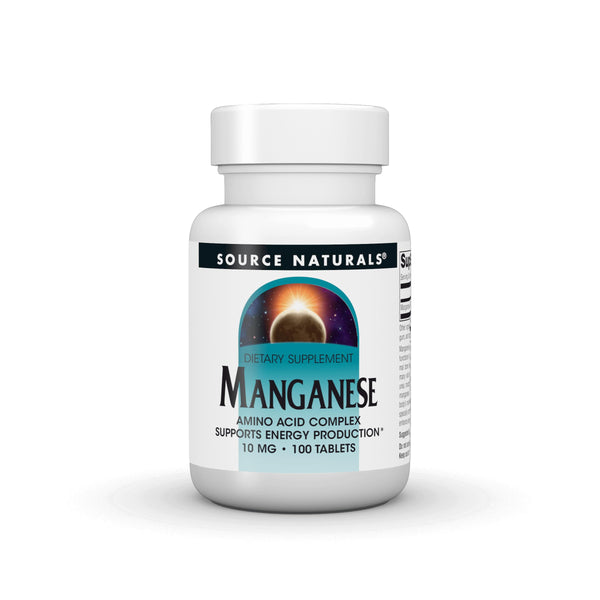 Source Naturals Manganese, Amino Acid Complex - Supports Energy Production* - 10 mg - 100 Tablets