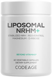 Thumbnail for Codeage Liposomal NRHM+ Supplement - NRH Hydrogen Malate 300 mg, Resveratrol, D-Ribose & Quercetin - Vitamin C, Magnesium & Zinc - Liposomal Delivery - Non-GMO - 60 Capsules
