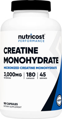 Thumbnail for Nutricost Creatine Monohydrate 3,000mg, 180 Capsules (750mg Per Capsule) - Gluten Free, Non-GMO