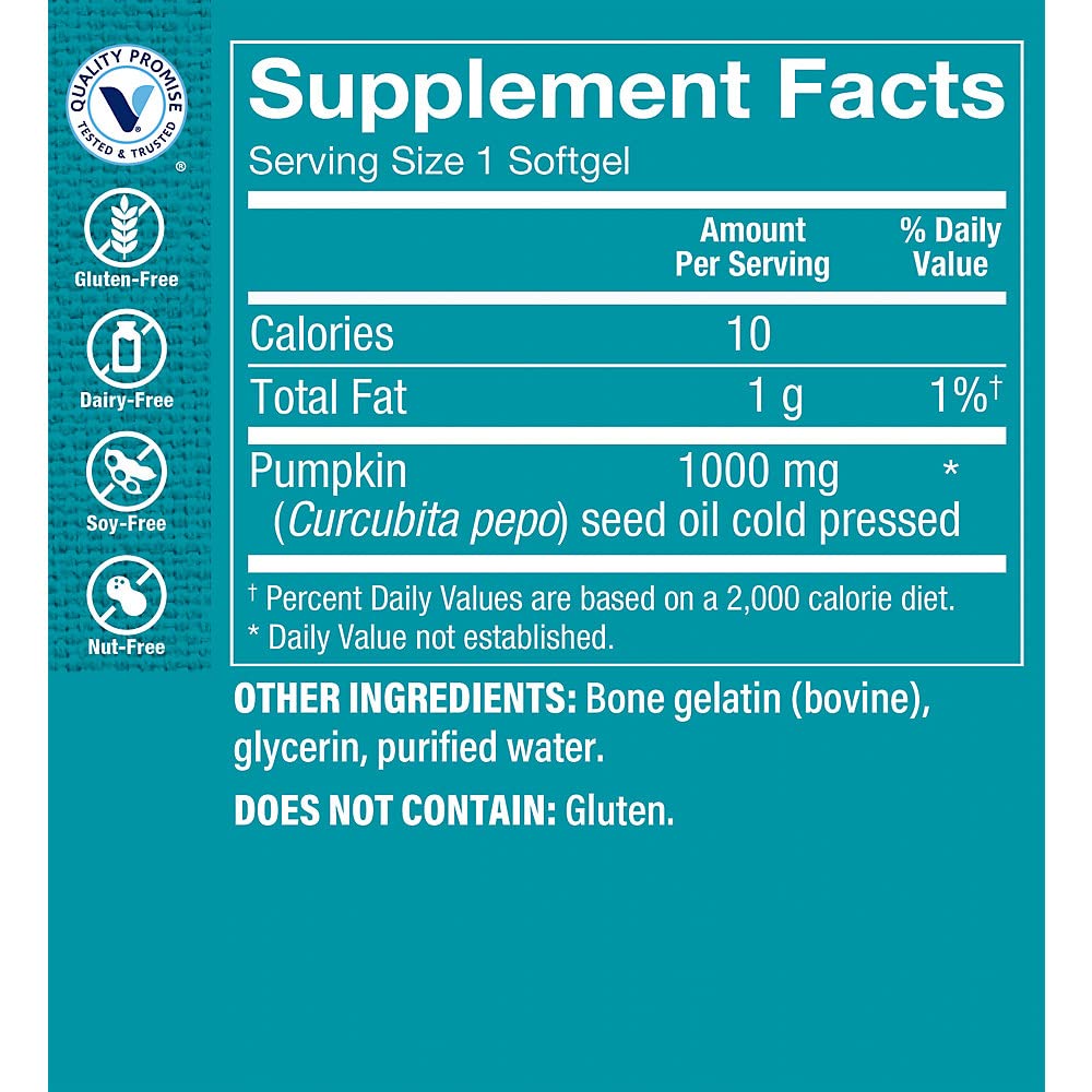The Vitamin Shoppe Pumpkin Seed Oil Cold-Pressed 1,000 (100 (100 Softgels)