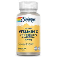 Thumbnail for SOLARAY Buffered Vitamin C 500mg - Plus Rose HIPS and Acerola - Immune Support Supplement - Vegan, Lab Verified, 60-Day Guarantee - 100 Servings, 100 VegCaps