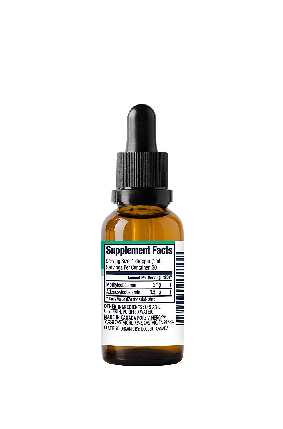 Vimergy USDA Organic Liquid Vitamin B12 Supplement 2500 mcg, Methylcobalamin & Adenosylcobalamin Fast-Absorbing Energy Support, Vegan, Non-GMO B12 Vitamins for Women & Men 30 Serving (30 mL)