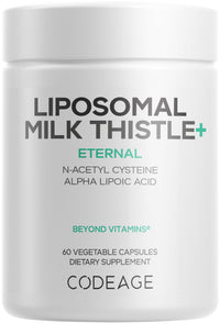 Thumbnail for Codeage Liposomal Milk Thistle+ Supplement - Silymarin from Silybum Marianum, NAC, Artichoke Leaf, Dandelion Root, Alpha Lipoic Acid, BioPerine, Liposomal Delivery - Non-GMO - 60 Capsules