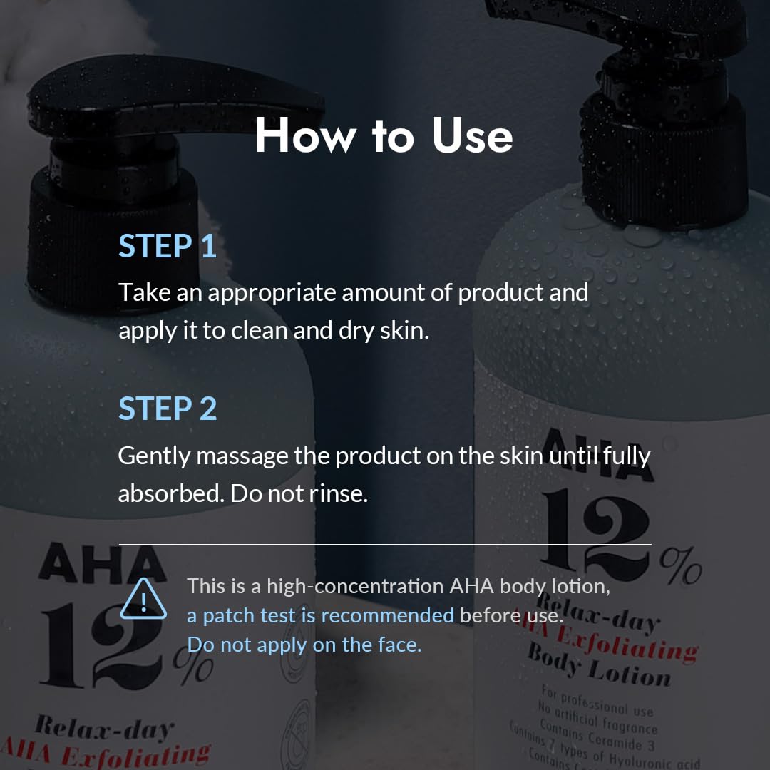 V11FACTORY AHA 12% Glycolic Acid Body Lotion – Korean Exfoliating & Hydrating Body Cream with Hyaluronic Acid & Collagen – Unscented, Paraben-Free Skin Smoothing Moisturizer, 10.6 oz