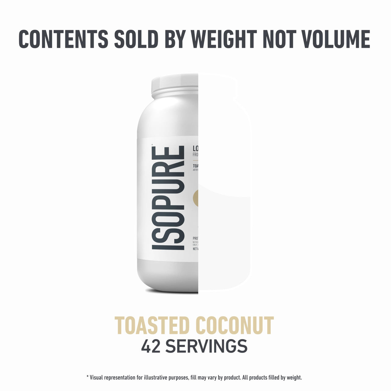 Isopure Low Carb 100% Pure Whey Isolate Protein Powder, Gluten Free, With Vitamins, Toasted Coconut, 25g Protein Per Serving, 3 Lbs, 42 Servings (Packaging May Vary)