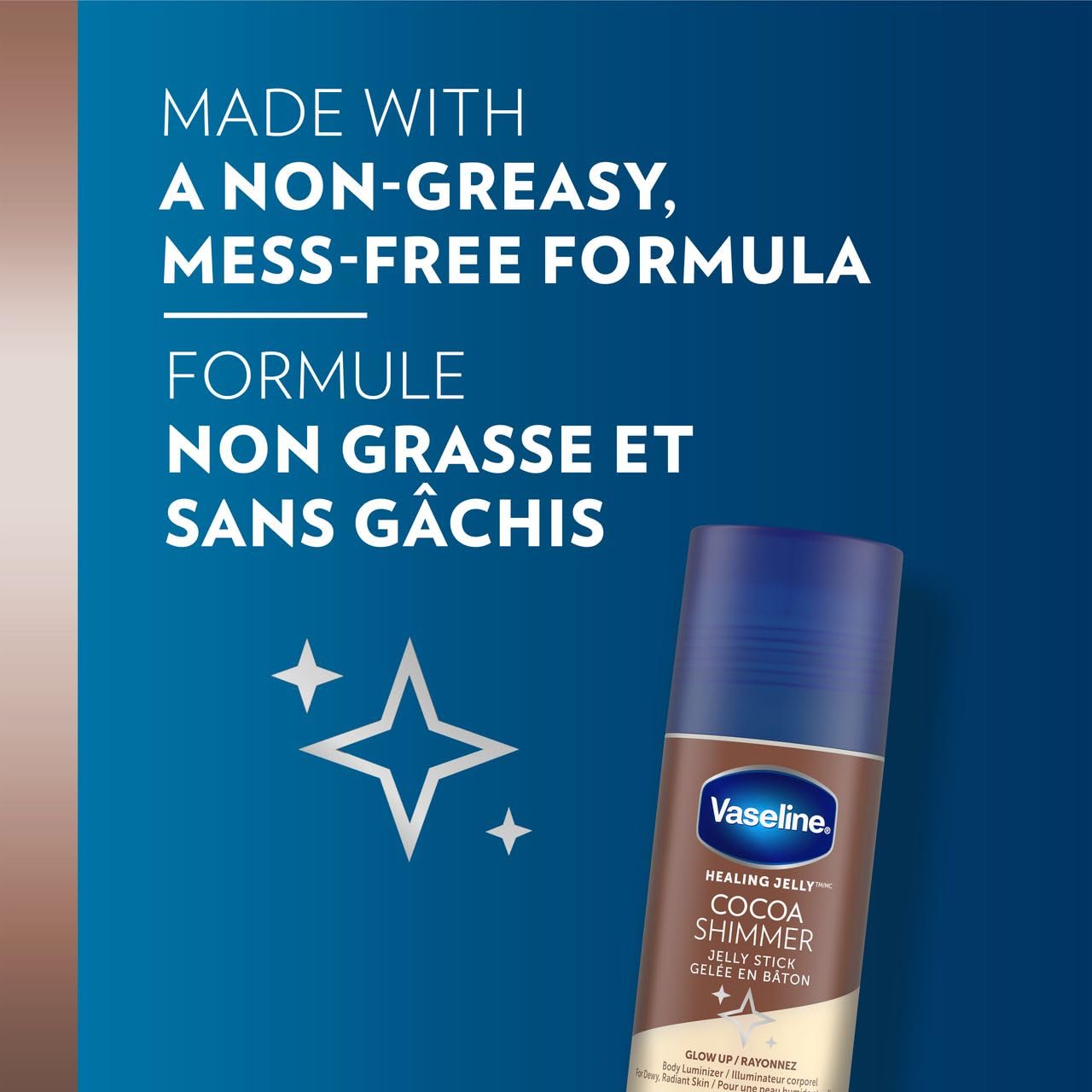 Vaseline Cocoa Shimmer Jelly Stick 3-Pack Ã¢â‚¬â€œ Non-Greasy Moisturizer for Glowing Skin, Face & Body Lotion, Travel-Size, 1.4 Oz Ea