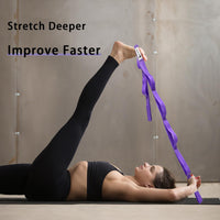 Thumbnail for Stretching Strap Yoga Strap with Loops, Stretch Straps for Physical Therapy, Non-Elastic Exercise Strap for Pilates, Dance and Gymnastics with Workout Guide (Purple)