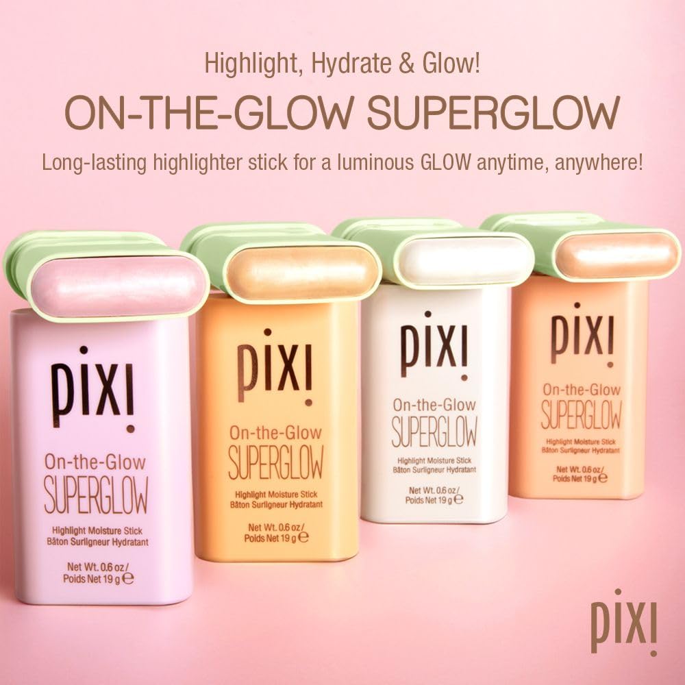 Pixi On-the-Glow SuperGlow | Shade GildedGold | Hydrating Highlighter Stick with Ginseng, Aloe Vera & Fruit Extracts | For Cheeks & Brow Bones | 19g / 0.6oz | Paraben-Free Luminous Natural Highlight