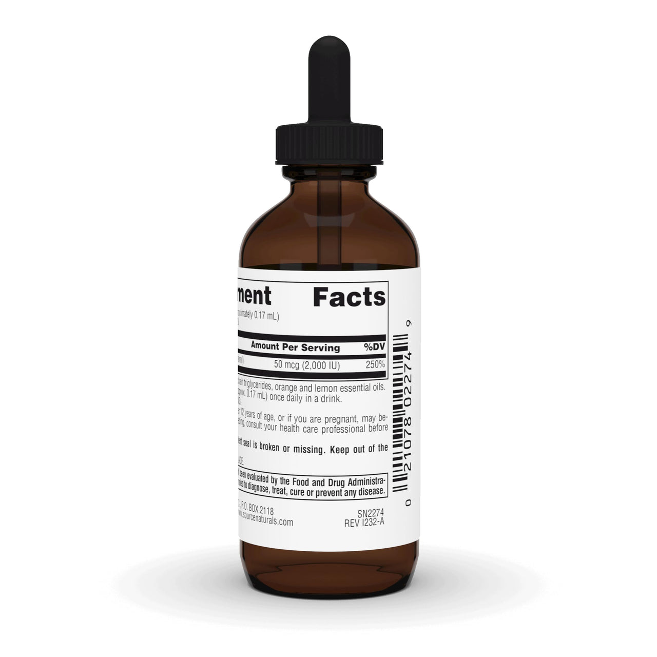 Source Naturals Vitamin D-3 Liquid Drops 2000 iu Supports Bone & Immune Health* - 1 Fluid oz