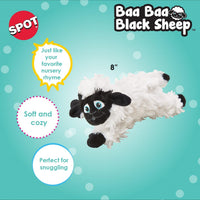 Thumbnail for SPOT Baa Baa Black Sheep Plush Dog Toy - Cute and Cuddly Fleece Toy with Squeaker for Small Dogs and Puppies, 8in Black and White Lamb