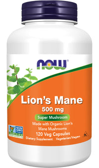 Thumbnail for NOW Foods Supplements Lion's Mane 500 mg Super Mushroom Made with Organic Lion's Mane Mushrooms 120 Veg Capsules