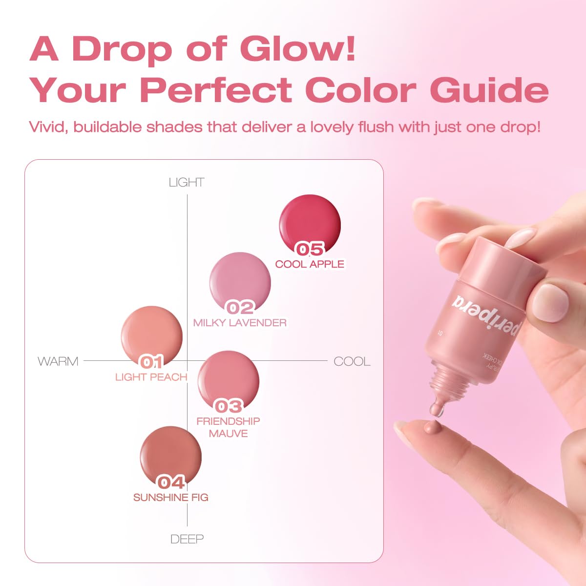 PERIPERA SYRUPY TOK CHEEK 5 Colors, Liquid Blush, Dewy Finish and Hydrates All day, Soft Velvet Texture Face Cheek Tint (03 FRIENDSHIP MAUVE, One Size)