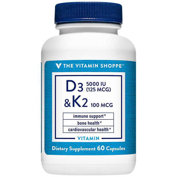 The Vitamin Shoppe Vitamin D3 5,000 IU - Bone Health, Immune Function & Calcium Absorption Support, Daily Vitamin (60 Capsules)