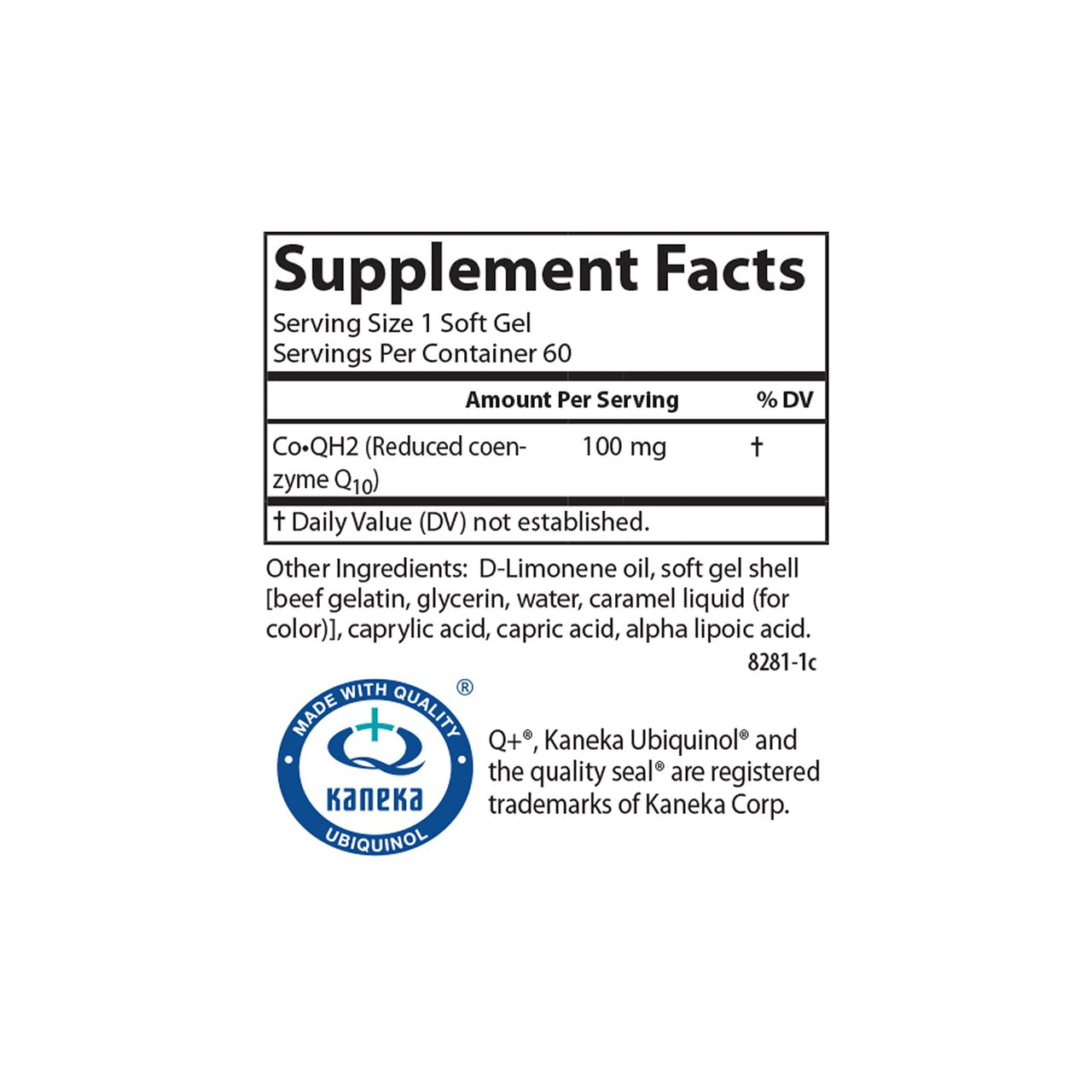 Carlson - Co-QH2 Ubiquinol, Active Form of Co-Q10-100 mg, Energy Production & Heart Health, Antioxidant, 60 Softgels