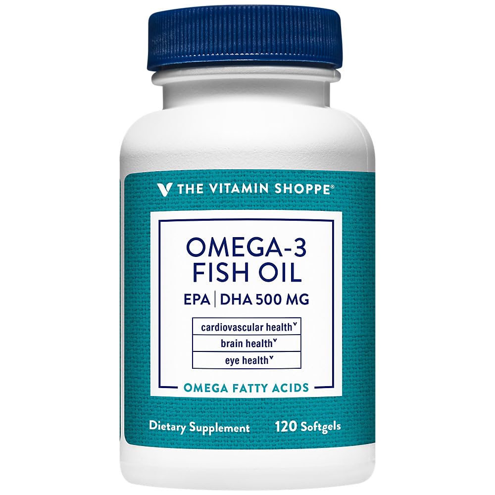 The Vitamin Shoppe Omega 3 Fish Oil 1000MG EPA DHA - Heart Health, Brain Function & Joint Support, Molecularly Distilled (120 Softgels)