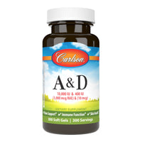 Thumbnail for Carlson - A & D, 10000 IU (3000 mcg RAE) Vitamin A, 400 IU (10 mcg) Vitamin D3, Vision Support, Skin Health, 300 Soft Gels