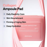 Thumbnail for MEDIHEAL Collagen Ampoule Facial Toner Pads - Collagen & Ceramide - Skin Firming & Restore Elasticity & Deep Hydration - Tighten Wrinkles & Lines - Vegan Eco Silk Fabric