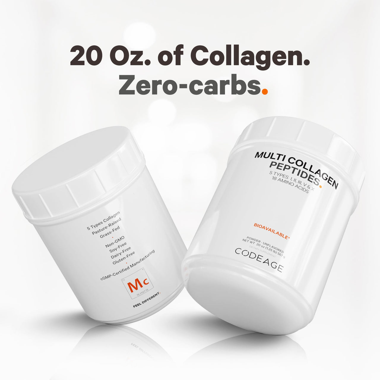 Codeage Multi Collagen Protein Capsules & Multi Collagen Protein Powder Bundle | Multi Collagen Pills, Collagen Types I, II, II, V & X, 90 Count | Multi Collagen Peptides - Pure, Hydrolyzed, 20 oz