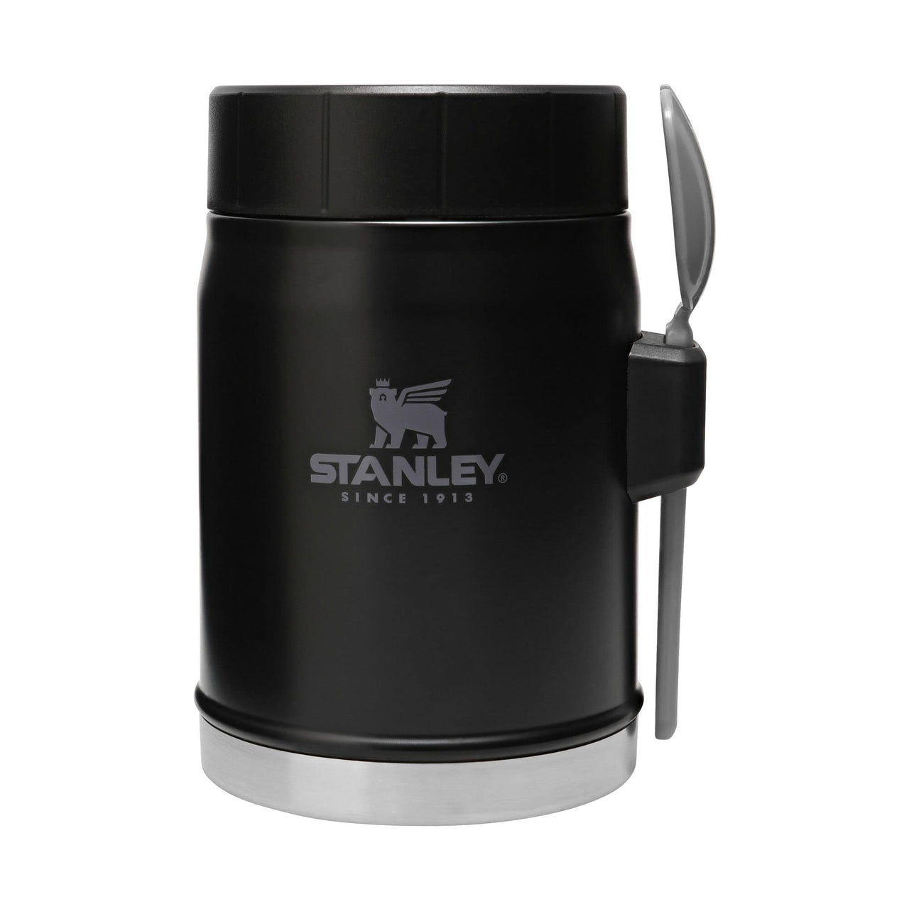 Stanley Classic Food Jar and Spork 14 oz | Vacuum Insulated Food Container | Wide Mouth Screw On Lid | Packable for Travel | Stainless Steel with Leakproof Lid | BPA-Free | Matte Black