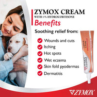 Thumbnail for Zymox Veterinarian Strength Topical Cream with 1% Hydrocortisone for Dogs and Cats, 1oz