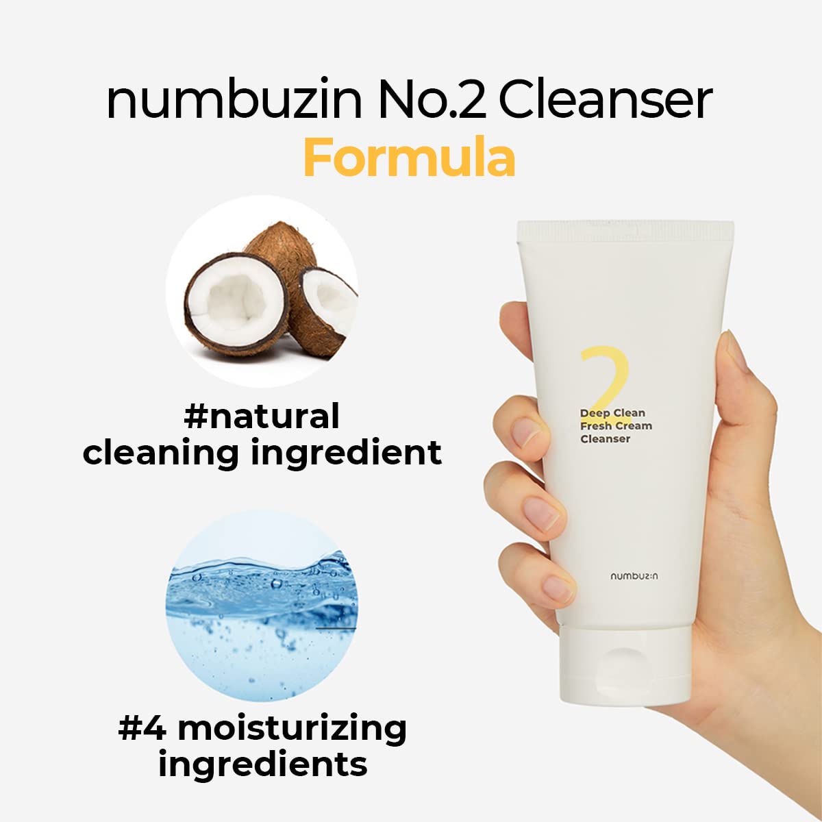 numbuzin No.2 Cleansing Foam | Deep Clean Fresh Cream Cleanser | Foam Cleanser, Gentle Exfoliation, Deep Cleansing, Natural Ingredients | Blackheads, Excess Oil, Dead Skin Cells | 4.05 fl. oz.