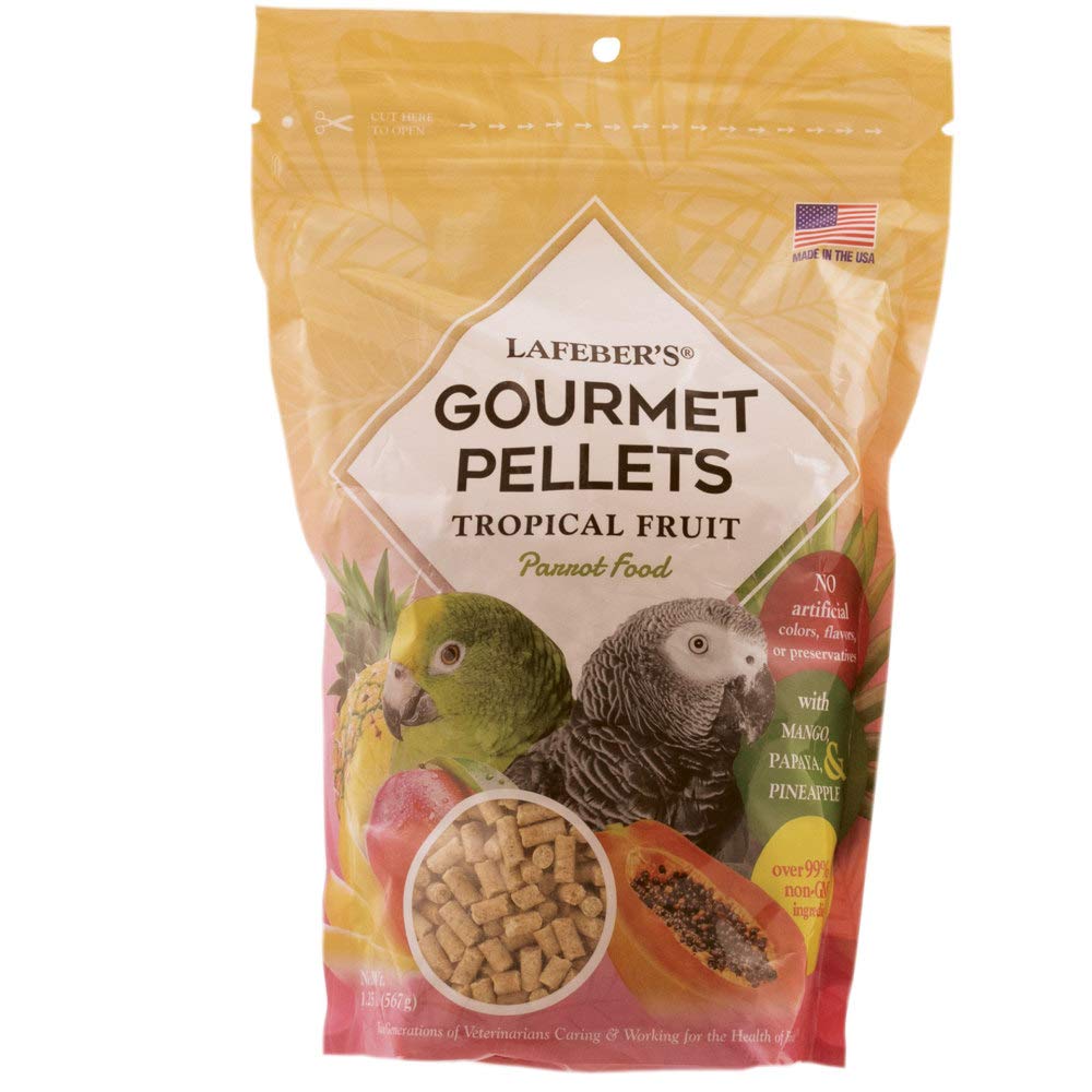 LAFEBER'S Tropical Fruit Gourmet Pellets Pet Bird Food, No Added Sugar, Made with Non-GMO and Human-Grade Ingredients, for Parrots, 1.25 lb