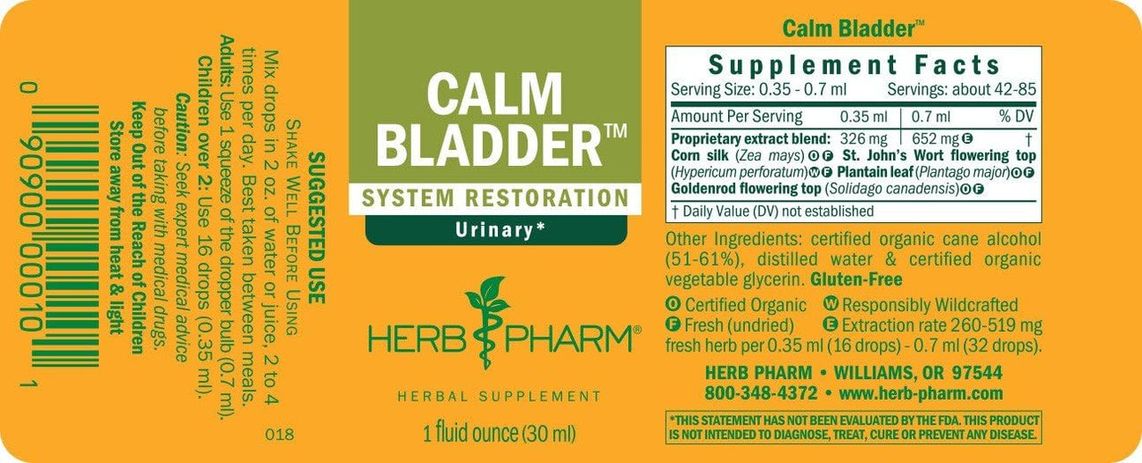 Herb Pharm Calm Bladder Liquid Formula for Urinary System Support - 1 Ounce
