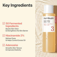 Thumbnail for numbuzin No.3 Super Glowing Essence Toner, Fermented Toner for Skin Glow & Texture, Bifida, Niacinamide, Hydrating, Radiance-Boosting Essence, Zero Pore Care, 6.76 fl oz (200ml)