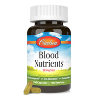 Thumbnail for Carlson - Blood Nutrients, 28 mg Iron, Blood Development, Iron Absorption & Optimal Wellness, 180 Capsules