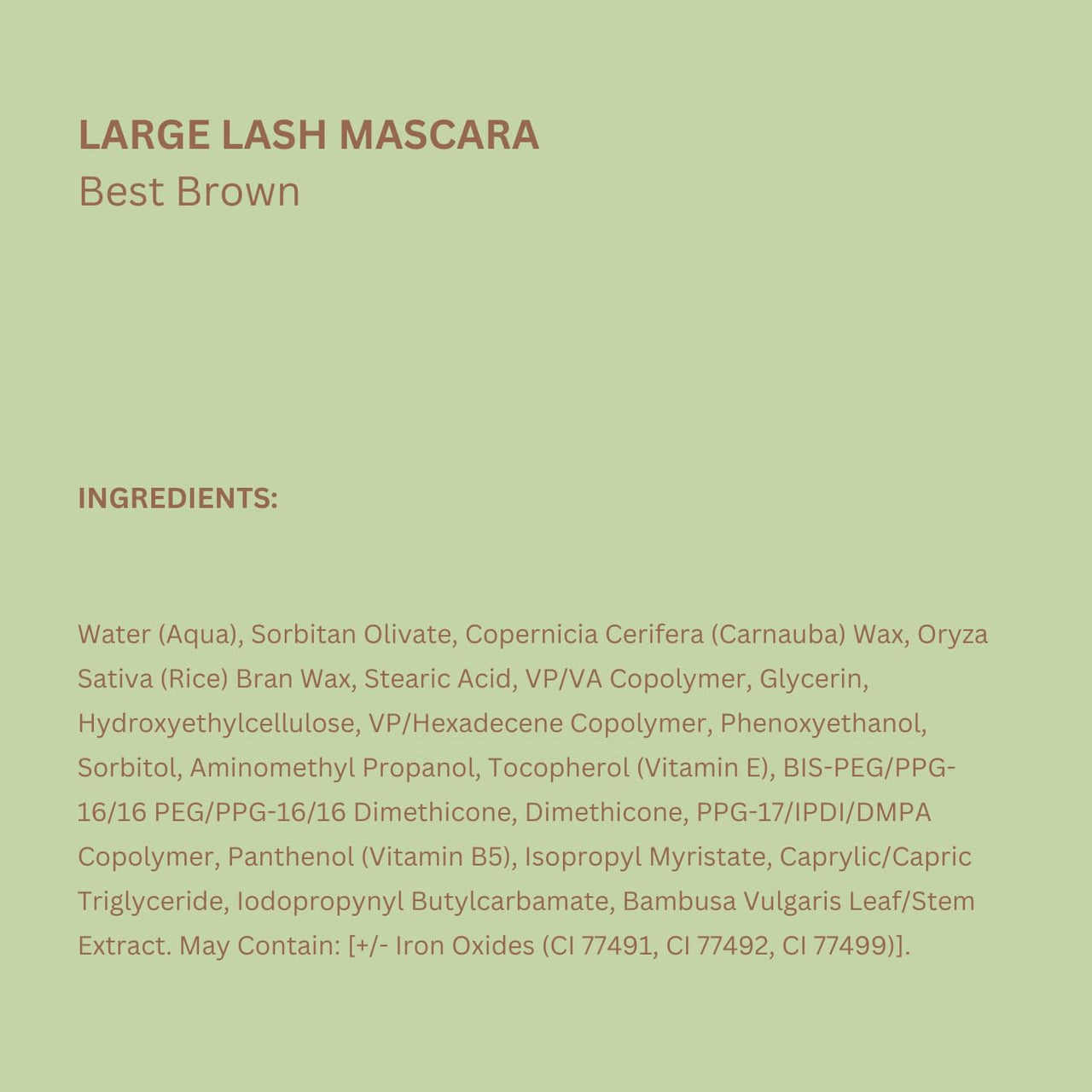 Pixi Large Lash Mascara | Extreme Volume Mascara with Vitamin E, Panthenol & Bamboo | False Lash Effect | Smudge-Proof & Water-Resistant | Ophthalmologist Tested | Best Brown | 0.4 fl oz/ 12ml