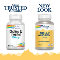 Thumbnail for SOLARAY Choline & Inositol 250 mg | Two-Nutrient Combo for Healthy Fat Metabolism, Brain Function Support | 100 VegCaps