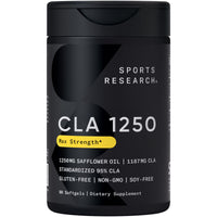 Thumbnail for Sports Research CLA - 1250mg with Active Conjugated Linoleic Acid for Men and Women | Non-GMO, Soy & Gluten Free - 95% (90 Softgels)