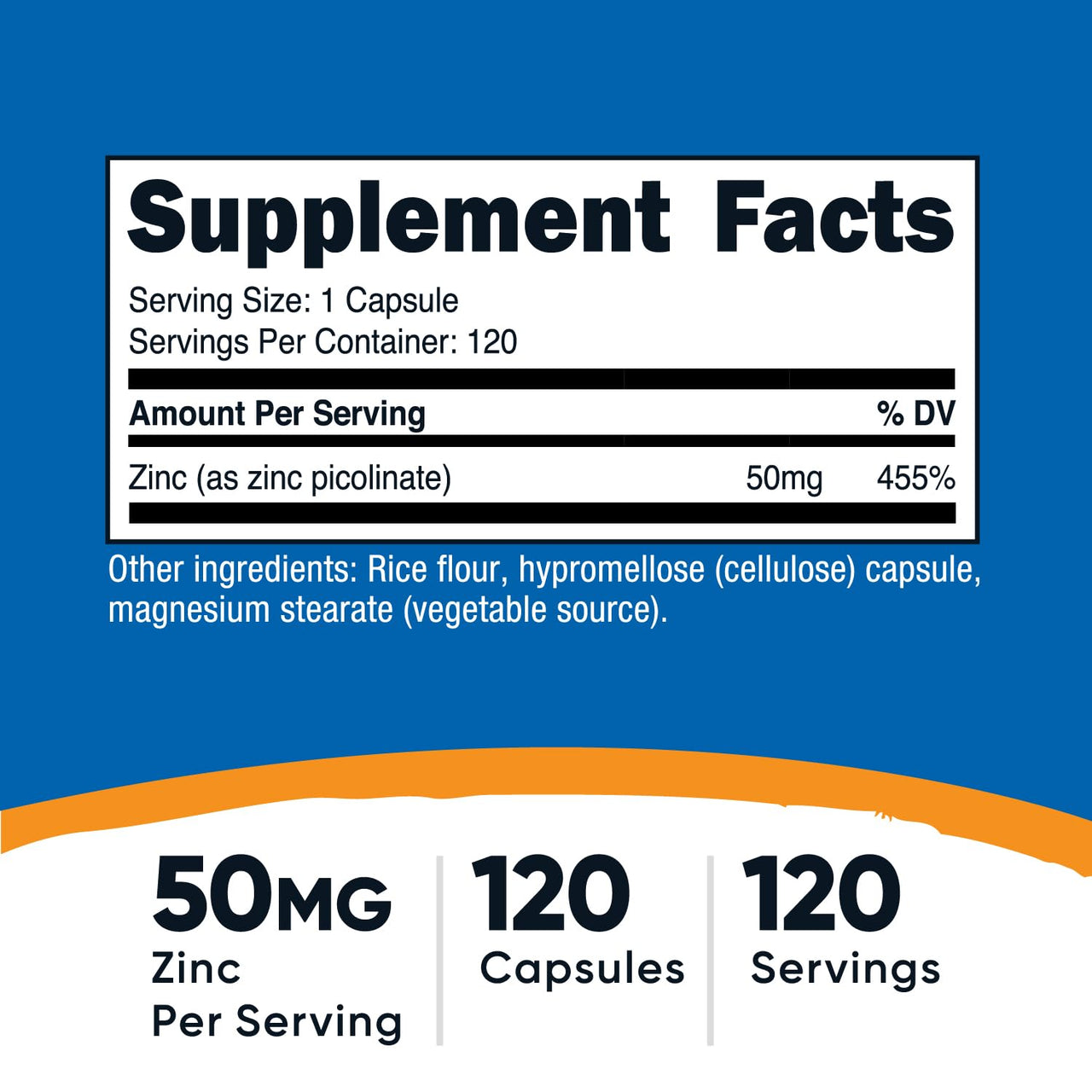 Nutricost Zinc Picolinate 50mg, 120 Vegetarian Capsules - Gluten Free and Non-GMO