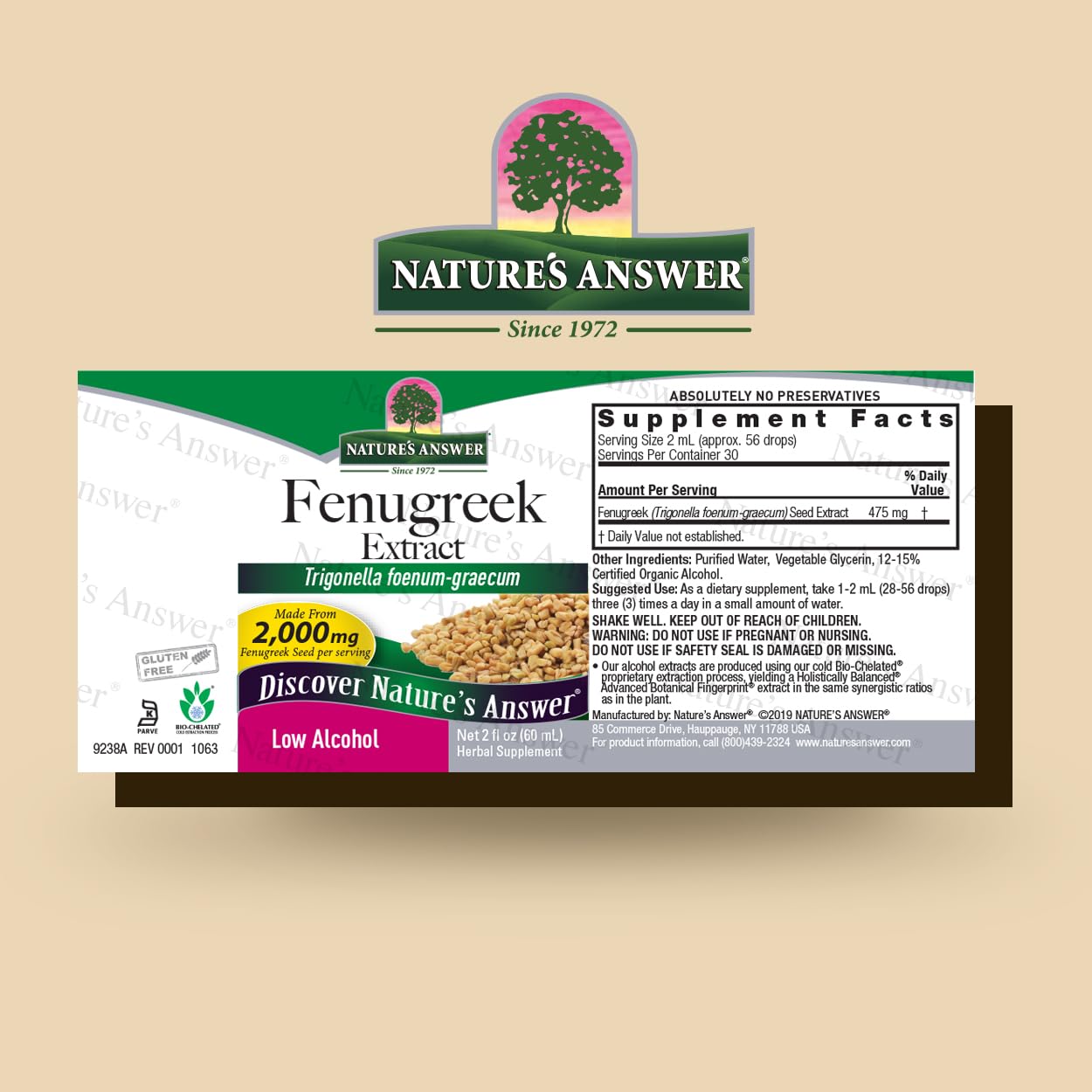 Nature's Answer Fenugreek Seed with Organic Low Alcohol 2 Fluid Ounce | Female Reproductive Support | Aid For Mothers | Lactation Support | Natural Menopause Aid