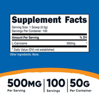 Thumbnail for Nutricost L-Carnosine Powder 50 Grams (100 Servings) - Non-GMO