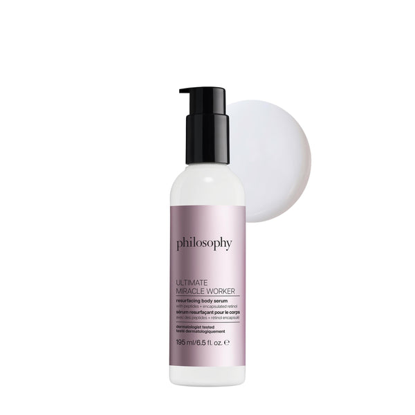 philosophy ultimate miracle worker resurfacing body serum - with retinol, hyaluronic acid & peptides - clinically proven to immediately double skin's moisture and reduce crepiness - 6.5 fl oz