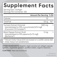Thumbnail for Sports Research Turmeric Curcumin C3 Complex - Softgels with Bioperine Black Pepper Extract & Organic Coconut Oil, Standardized 95% Curcuminoids - Non-GMO Verified & Gluten Free - 500mg, 120 Count