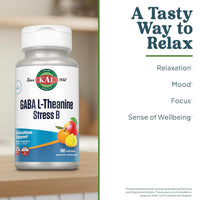 Thumbnail for KAL GABA L-Theanine Stress B Lozenge, B Complex Vitamin Supplement, Healthy Relaxation, Mood & Focus Support, Natural Mango Tangerine Flavor, Vegan, 50 Servings, 100 Lozenges