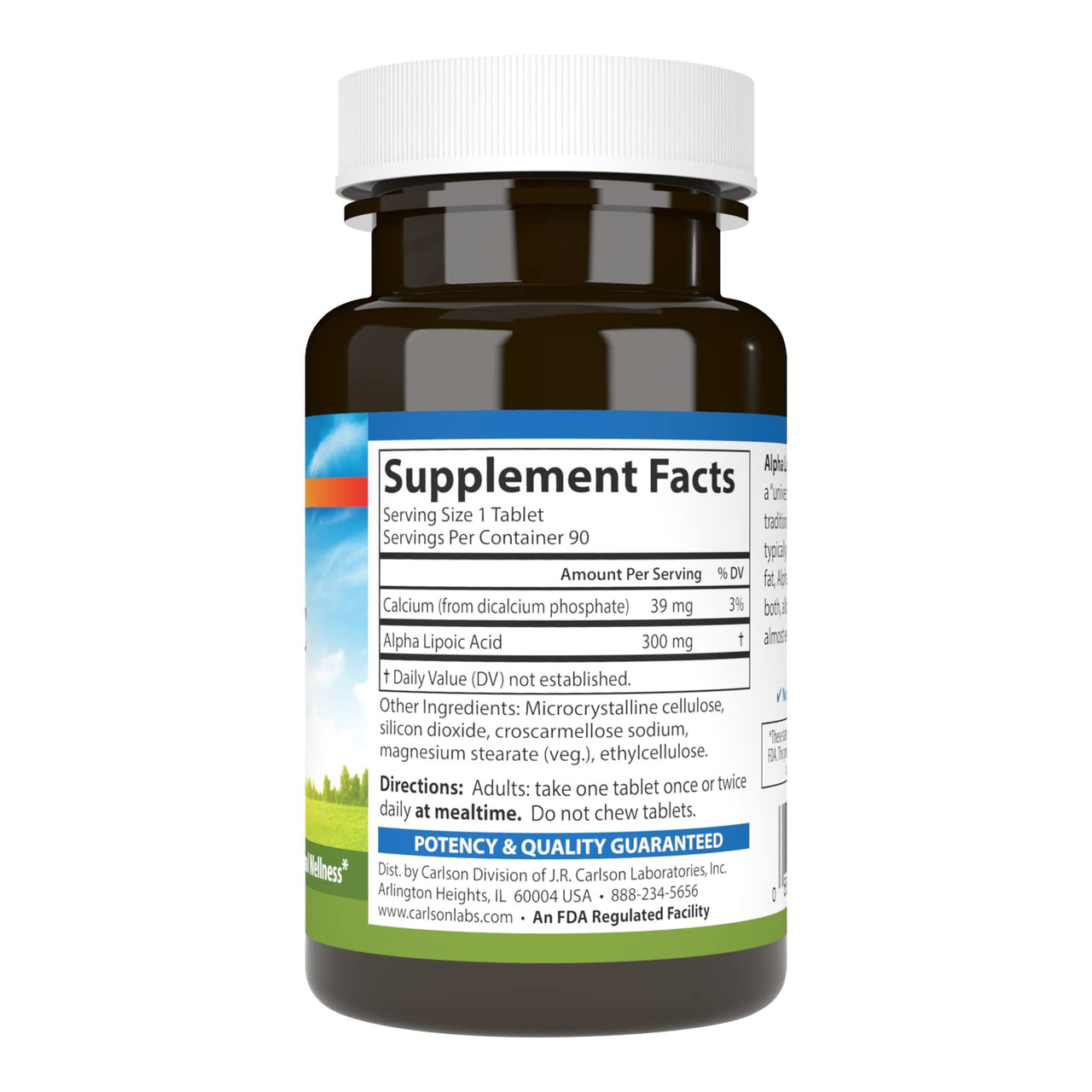 Carlson - Alpha Lipoic Acid, 300 mg, Promotes Energy Production, 90 Tablets