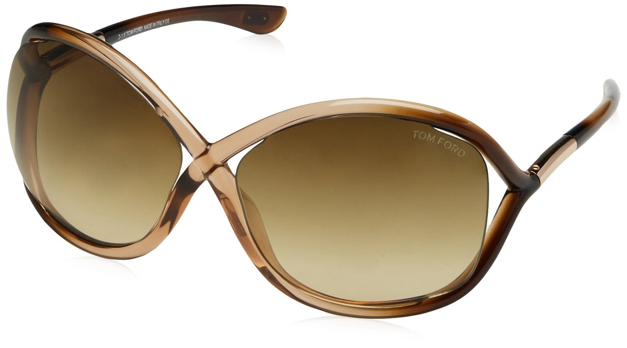 Tom Ford Authentic Sunglasses: Whitney TF9, Shiny Transparent Rose / Gradient Brown Lenses, 64/14/110