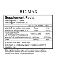 Thumbnail for Wellgenix Bio-Available Sublingual B12 B6 Folate Vitamin Formulated for High Absorption - Nutritional Multivitamin Supplement (60 ct) 1 Pack