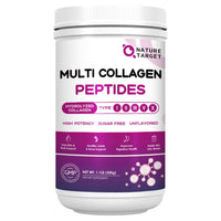 Thumbnail for NATURE TARGET Multi Collagen Peptides Powder - Type I, II, III, V, X - Hydrolyzed Collagen Peptides with Vitamin C Hyaluronic Acid, Supports Skin Hair Nail & Joint, Grass-Fed, Non-GMO, 50 Servings